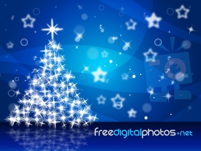 Xmas Tree Represents Merry Christmas And Holiday Stock Image