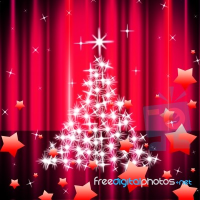 Xmas Tree Represents Theater Stage And Broadway Stock Image