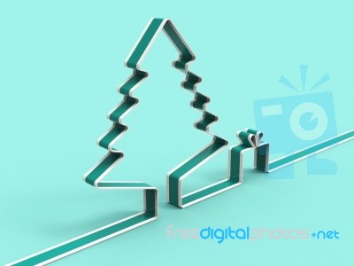 Xmas Tree Shows New Year And Box Stock Image