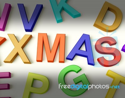 Xmas Written In Kids Letters Stock Image