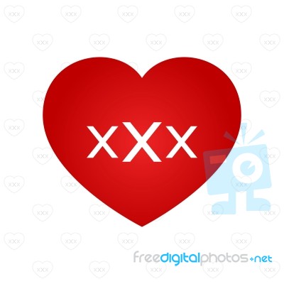 Xxx Sign On Heart Symbol With Pattern Background  Illustra Stock Image