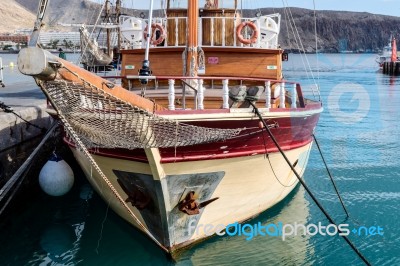 Yacht Moored In Los Christianos Harbour Tenerife Stock Photo