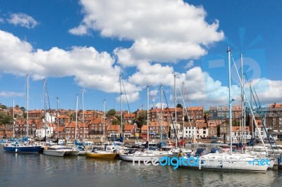 Yachts Moored In Whitby Stock Photo