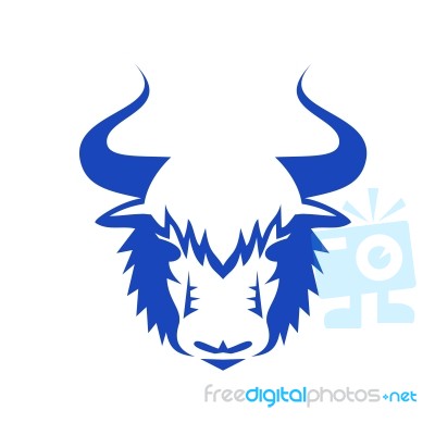 Yak Head Front Retro Stock Image