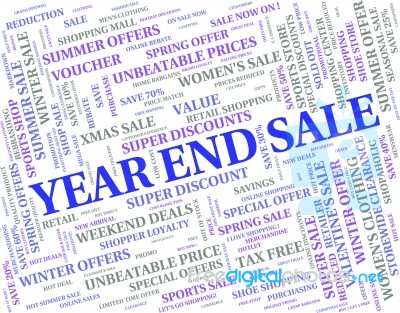 Year End Sale Represents Retail Clearance And Discount Stock Image