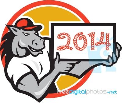 Year Of Horse 2014 Showing Sign Cartoon Stock Image