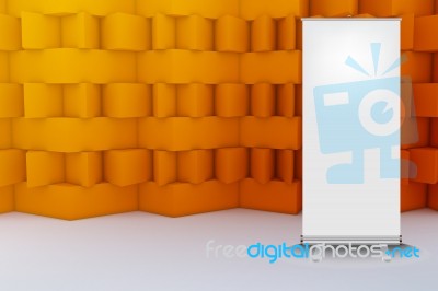 Yellow Abstract Wall With Roll Up Stock Image