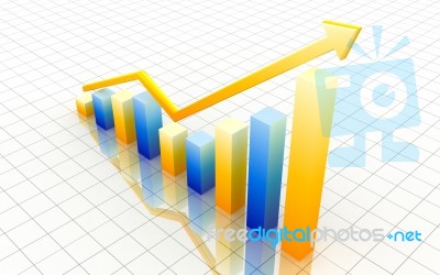 Yellow And Blue 3d Graph Stock Image