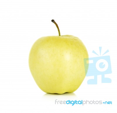 Yellow Apple Isolated On The White Background Stock Photo