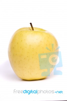 Yellow Apple On White Stock Photo