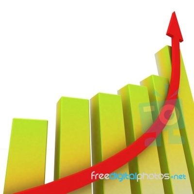 Yellow Bar Chart Shows Increased Profit Stock Image