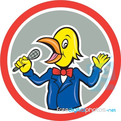 Yellow Bird Singing Cartoon Stock Image