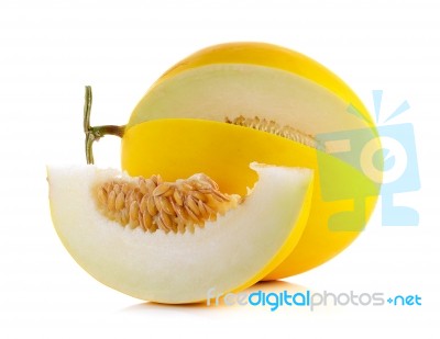 Yellow Cantaloupe Isolated On The White Background Stock Photo