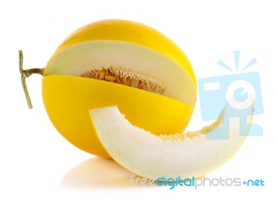 Yellow Cantaloupe Isolated On The White Background Stock Photo