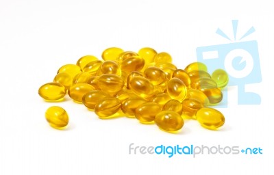 Yellow Gel Capsules Stock Photo