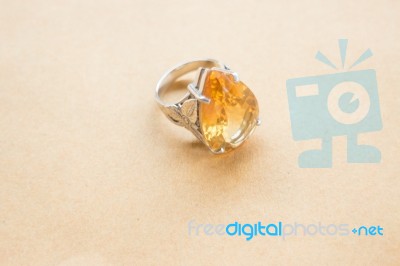 Yellow Gem Stone Jewellery Ring Stock Photo