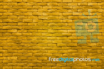 Yellow Gold Brick Wall Texture Color Background Stock Photo