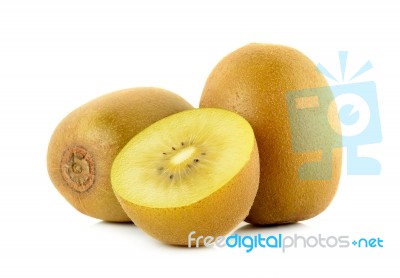 Yellow Gold Kiwi Fruit Isolated On The White Background Stock Photo