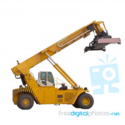 Yellow  Large Forklifts Isolated White Stock Photo