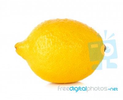 Yellow Lemon Isolated On The White Background Stock Photo