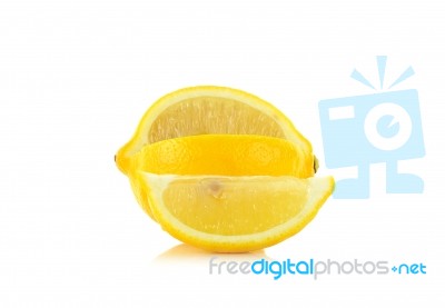 Yellow Lemon Isolated On The White Background Stock Photo