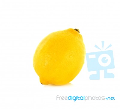 Yellow Lemon Isolated On The White Background Stock Photo