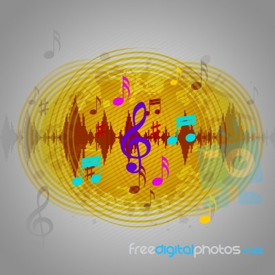 Yellow Music Background Means Discs Playing Or Tune Stock Image