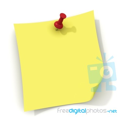 Yellow Note With Pin Stock Image