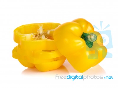 Yellow Paprika Isolated On The White Background Stock Photo