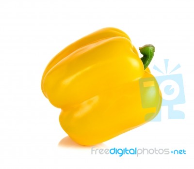 Yellow Paprika Isolated On The White Background Stock Photo