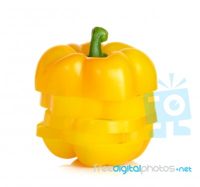 Yellow Paprika Isolated On The White Background Stock Photo