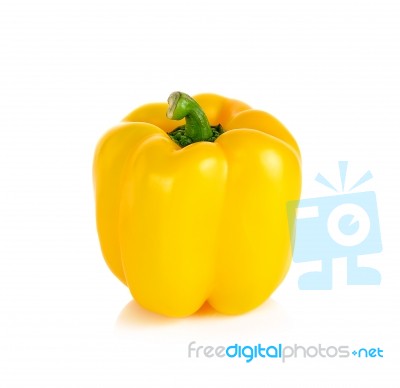 Yellow Paprika Isolated On The White Background Stock Photo