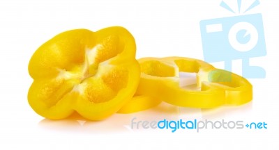 Yellow Paprika Isolated On The White Background Stock Photo