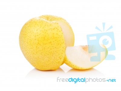 Yellow Pear Isolated On A White Stock Photo