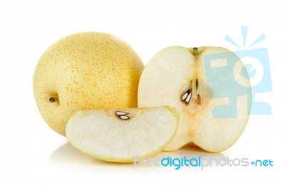 Yellow Pear Isolated On The White Background Stock Photo