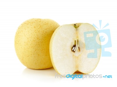 Yellow Pear Isolated On The White Background Stock Photo