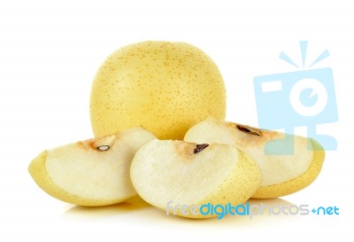 Yellow Pear Isolated On The White Background Stock Photo