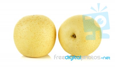 Yellow Pear Isolated On The White Background Stock Photo