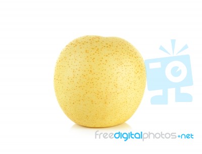 Yellow Pear Isolated On The White Background Stock Photo