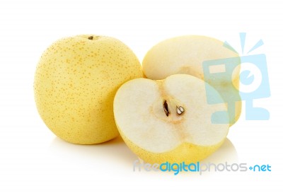 Yellow Pear Isolated On The White Background Stock Photo