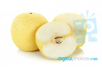 Yellow Pear Isolated On The White Background Stock Photo