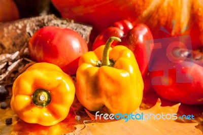 Yellow Pepper On The Table Stock Photo