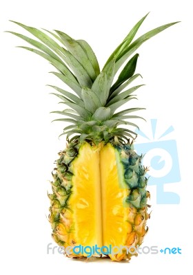 Yellow Pineapple Isolated On White Background Stock Photo