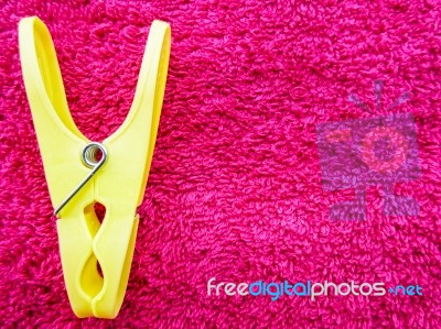 Yellow Plastic Clip Stock Photo