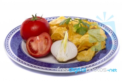 Yellow Potato Chip Stock Photo