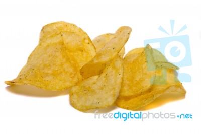 Yellow Potato Chips Stock Photo