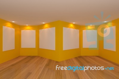 Yellow Room with gallery Stock Image