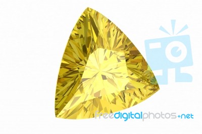 Yellow Sapphire On White Stock Image