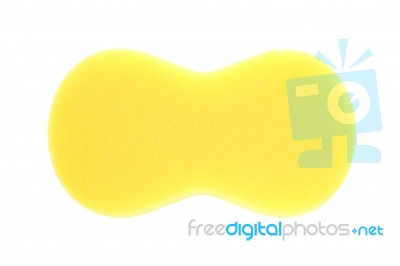 Yellow Sponge For Car Washing On White Background Stock Photo