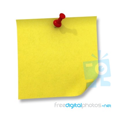 Yellow Sticky Note With Pin Stock Image